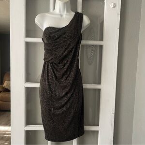 Reiss Black and Gold‎ One-Shoulder Dress